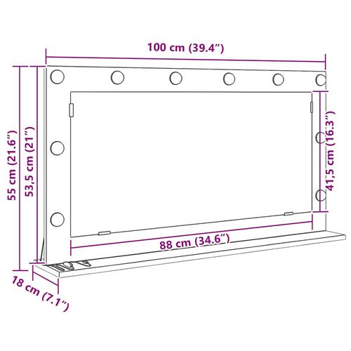 Lustro toaletowe Ze LED Lights Dąb wędzony 100 x 55 x 18 cm na Arena.pl