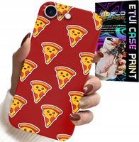 ETUI DO IPHONE 7 / 8 / SE2 - WZÓR Z WESOŁĄ PIZZĄ NA CZERWONYM TLE