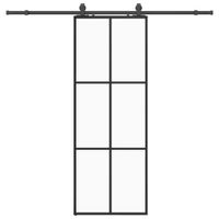 Drzwi przesuwne z zestawem okuć czarne 76x205 cm ESG szkło