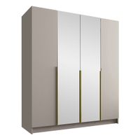 Szafa SANTI II 200 cm z lustrem-pojemna garderoba-KASZMIR+ZŁOTY