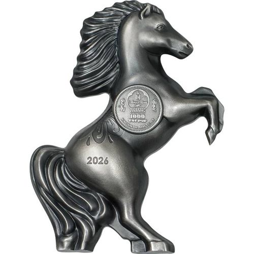 Mongolia: Year of the Horse 1 uncja Srebra 2026 Antiqued Coin na Arena.pl