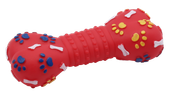 Zabawka dla psa kość w łapki z piszczałką czerwona 25cm UNIQ PETS