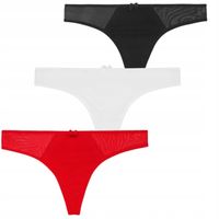 3x Stringi Damskie Majtki Bawełniane Siateczkowe Seksowne Kokarda MORAJ S