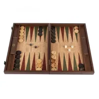 Ekskluzywny Backgammon Manopoulos – Ciemnobrązowy Korek i Drewno Oliwne