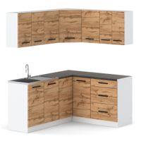 Meble Kuchenne Drewniane Narożne Danka Modułowa Nowoczesna Dąb Wotan