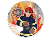 Balon foliowy „Strażak, okrągły”, 45 cm (18 cali) [balon na hel]
