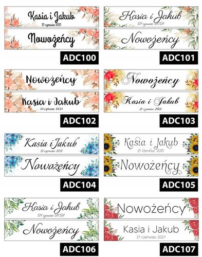 Tablice Samochodowe ŚLUBNE na WESELE Dekoracyjne na Arena.pl