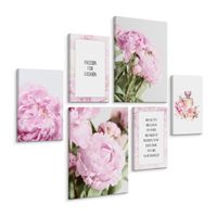 Obrazy Do Sypialni Canvas PEONIE Kwiaty Perfumy Cytaty Rośliny 90cm x 80cm