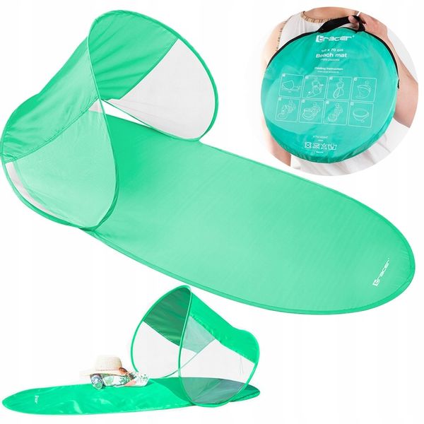 MATA PLAŻOWA Z DASZKIEM SKŁADANA 145 X 70 CM BIWAK zdjęcie 8