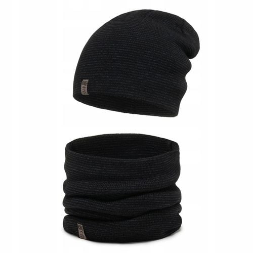 MODNY Męski gładki komplet Czapka z kominem zestaw na zimę i jesień wz9 M2 na Arena.pl