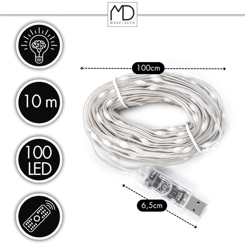 Lampki choinkowe 100 LED taśma USB inteligentne smart 10m multicolor +pilot na Arena.pl