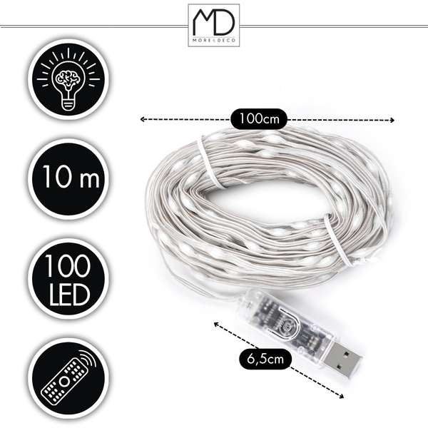 Lampki choinkowe 100 LED taśma USB inteligentne smart 10m multicolor +pilot zdjęcie 14