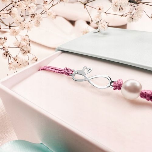 Bransoletki dla dziewczynek srebrna nieskończoność bransoletka na sznurku na Arena.pl
