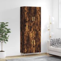 Witrynka przydymiony dąb 69,5x34x180 cm materiał drewnopochodny