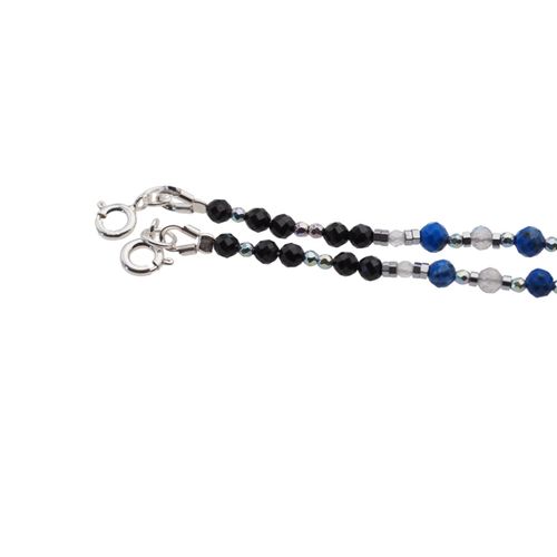 Bransoletka mix - Turmalin, Lapis Lazuli, Labradoryt, hematyt i srebro na Arena.pl