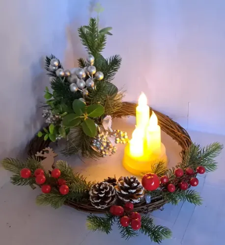 Potrójna świeczka led element stroika DIY wkład do znicza żywy płomień Kolor - Biały na Arena.pl