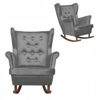 Fotel uszak Diana bujany skandynawski  szary kryształki