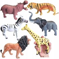 Zwierzęta dzikie DUŻE Gumowe figurki Słoń Lew Zebra Żyrafa Tygrys Hipopotam