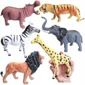 Zwierzęta dzikie DUŻE Gumowe figurki Słoń Lew Zebra Żyrafa Tygrys
