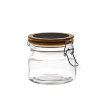 SŁOIK SZKLANY KWADRATOWY Z KLIPSEM KLAMRĄ DO PODPISANIA KREDĄ ARON 0,5 L