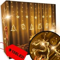 KURTYNA ŚWIETLNA 138LED BIAŁY CIEP.LAMPKI OZDOBA ŚWIĄTECZNA LAMPKI GIRLANDA