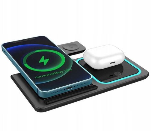 Ładowarka Indukcyjna Stacja Dokująca Apple Iphone AirPods Qi USB 3w1 LED na Arena.pl