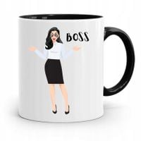 Kubek Czarny Prezent Dla Szefowej Boss Z Nadrukiem Ze Zdjęciem