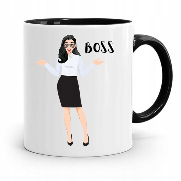 Kubek Czarny Prezent Dla Szefowej Boss Z Nadrukiem Ze Zdjęciem zdjęcie 1