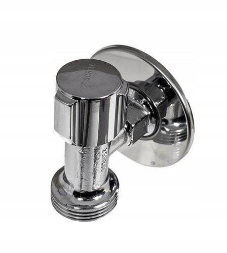 ZAWÓR KĄTOWY KOMPAKTOWY PRZYŁĄCZENIOWY DO PRALKI ZMYWARKI 1/2" x 3/4" CHROM na Arena.pl