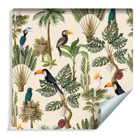 Tapeta Ścienna Egzotyczne Ptaki i Rośliny w Stylu Vintage