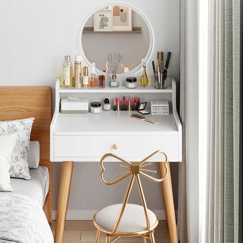 TOALETKA KOSMETYCZNA MAKIJAŻ Z LUSTREM BIAŁA SKANDYNAWSKI LOFT na Arena.pl
