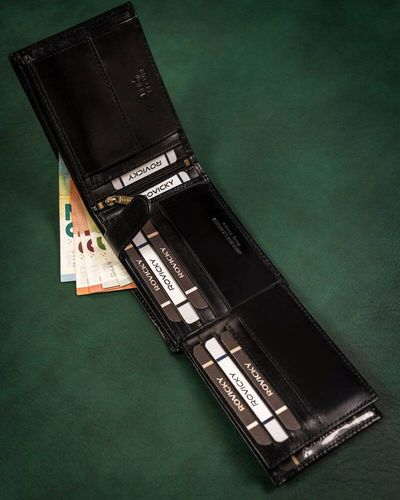 elegancki, skórzany portfel męski bez zapięcia zewnętrznego - rovicky na Arena.pl