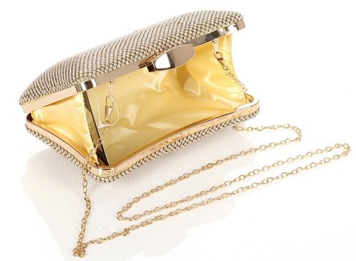 Efektowna błyszcząca Kopertówka PUZDERKO Złota na łańcuszku 738 na Arena.pl