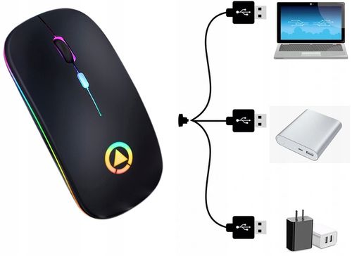 MYSZKA BEZPRZEWODOWA MYSZ OPTYCZNA SLIM LEKKA LED na Arena.pl