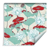 Tapeta do Salonu Lilie Wodne Lotosy Kwiaty Liście Rośliny