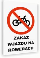 Tabliczka znak informacyjny 30x20 Biała ZAKAZ WJAZDU ROWERAMI Aluminiowa