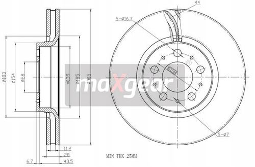 TARCZA HAM. VOLVO P. S60/S80/V70 MAXGEAR na Arena.pl