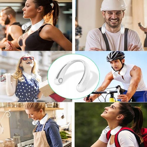 PRZENOŚNY WENTYLATOR WIATRAK NA SZYJĘ USB TRZY REGULOWANE PRĘDKOŚCI 3000mAh na Arena.pl