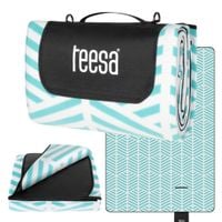 Koc piknikowy Teesa 200x300 cm mata plażowa z izolacją XXL niebieski kłos