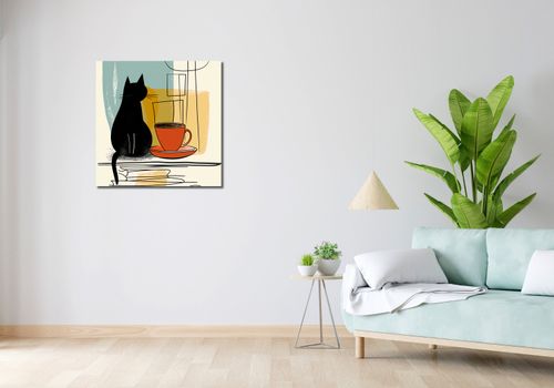 Obraz 70x70cm Kot i Kawa na Arena.pl