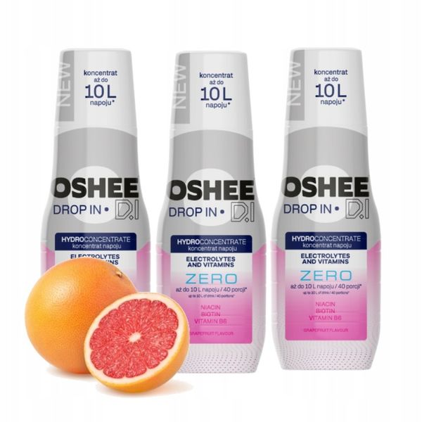 3x Hydrokoncentrat OSHEE Drop In ZERO Elektrolity Witaminy Grejpfrut zdjęcie 7