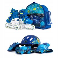 Rolki wrotki 3w1 LED regulowane dziecięce z ochraniaczami kaskiem r. 30-33