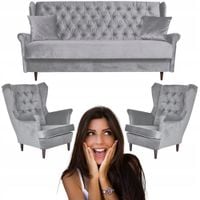 Zestaw wypoczynkowy wersalka 2 fotele komplet Gaja SZARY Family Meble