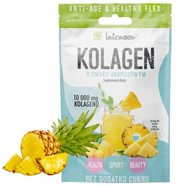 10x INTENSON KOLAGEN + KWAS HIALURONOWY + WITAMINA C do picia ananasowy zdjęcie 5
