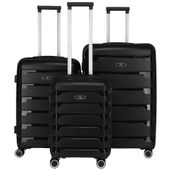 zestaw walizek w czarnym kolorze wykonanych z polipropylenu