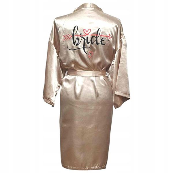 Ekskluzywny Szlafrok Ślubny dla Panny Młodej - ZŁoty/M - Napis Bride zdjęcie 1