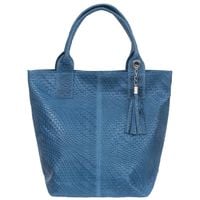 VERA PELLE torebka skórzana shopper przeplatana saszetka V521 c.jeans