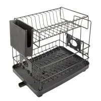 Suszarka do naczyń talerzy sztućców dwupoziomowa ociekacz z tacką