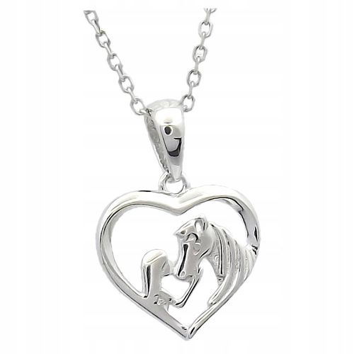 Naszyjnik Srebrny Zawieszka i Łańcuszek Serce Serduszko Koń i Dziewczyna na Arena.pl