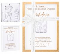 2 x Pamiątka Pierwszej Komunii Świętej dla Chłopca Srebrny Obrazek Ramka Gr